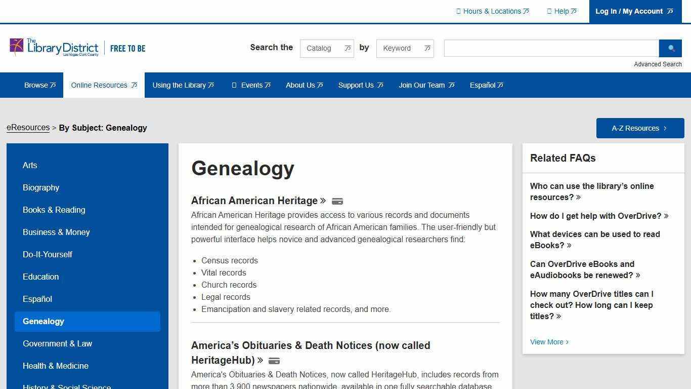 Genealogy | Las Vegas-Clark County Library District